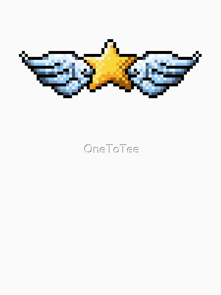 Retro Pixel Art Golden Star with Wings by OneToTee