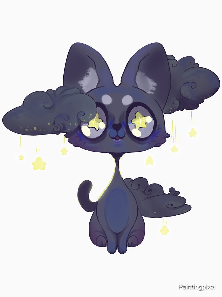 Space Kawaii Black cat by Paintingpixel