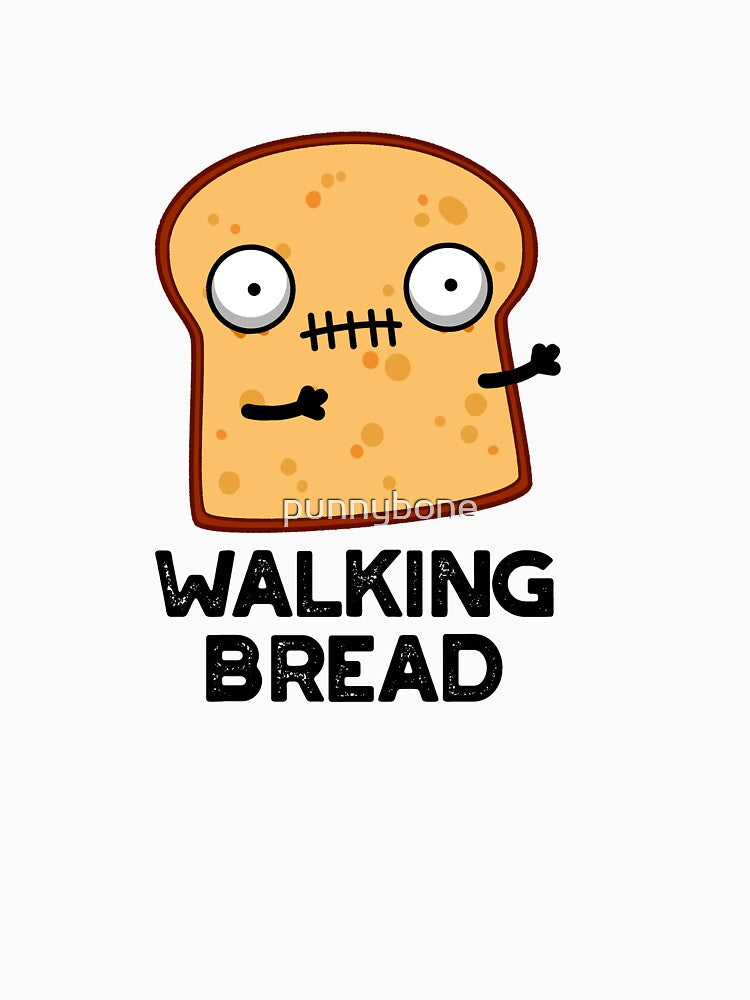 Walking Bread Cute Halloween Zombie Food Pun by punnybone