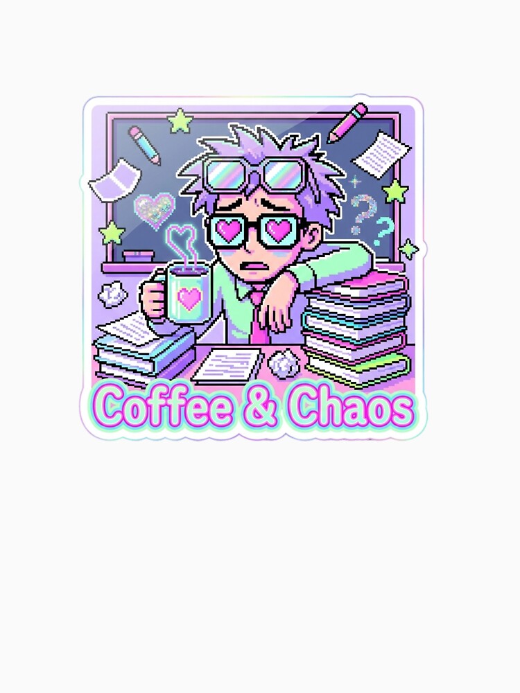 Funny Y2K Teacher Sticker - Coffee Chaos Survival by OrikuStudio