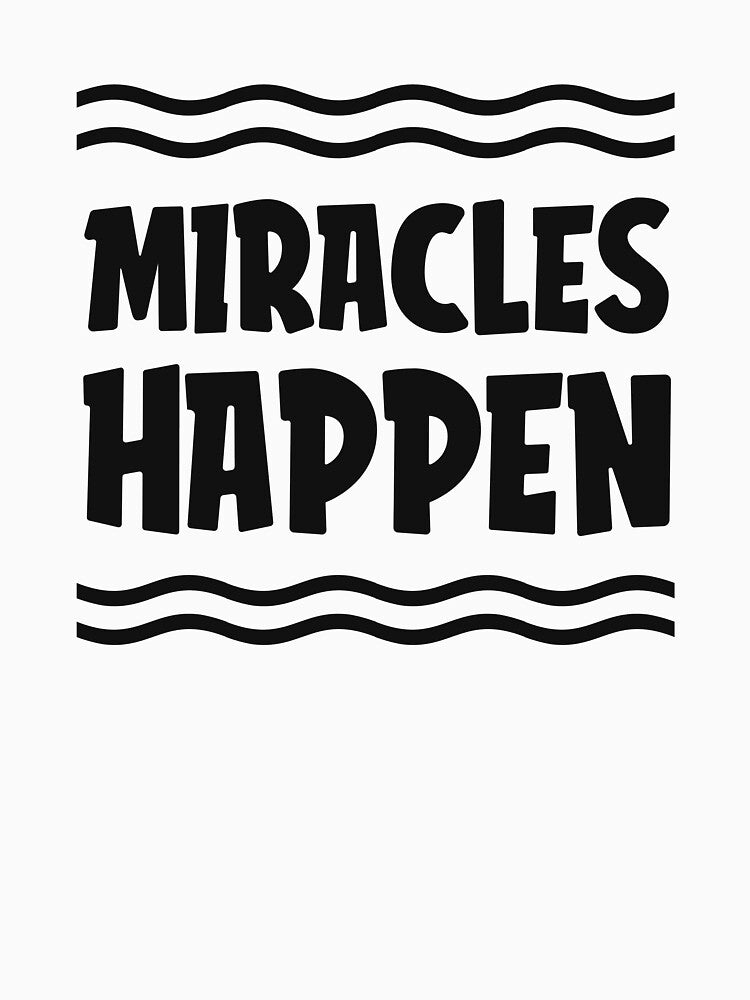 Positive “Miracles Happen” Pink T-Shirt – Uplifting Motivational Tee with Bold Typography and Wavy Line Design for Everyday Inspiration by National Cyber Security Training Academy