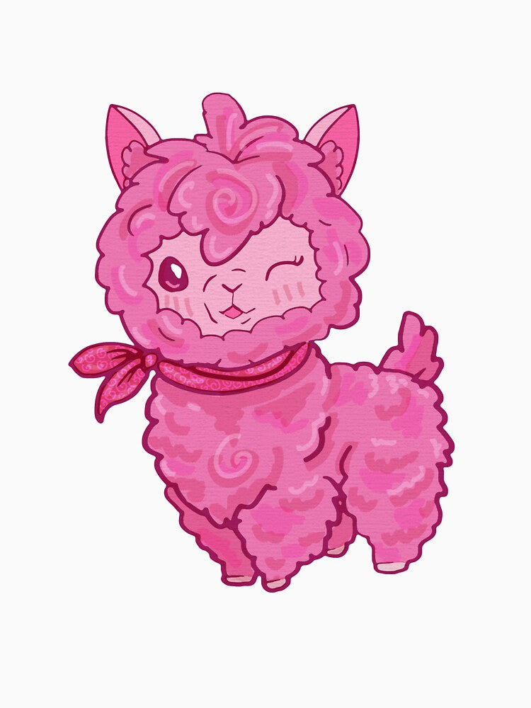 Strawberry Cotton Candy Alpaca by SquidInkPrintCo
