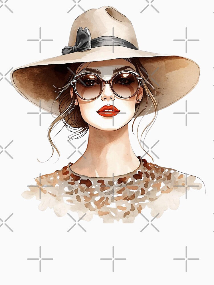 Stylish Woman in Hat and Sunglasses by Erik Visnievskij