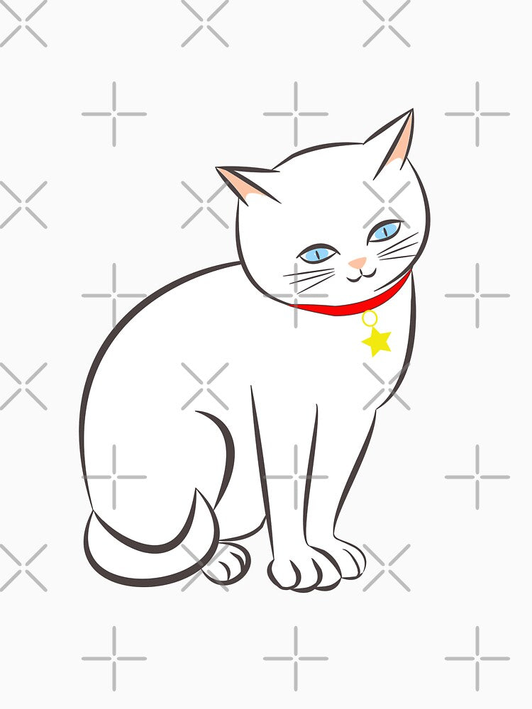 Cute White Kawaii Kitty Cat with Blue Eyes by lovelyandcute