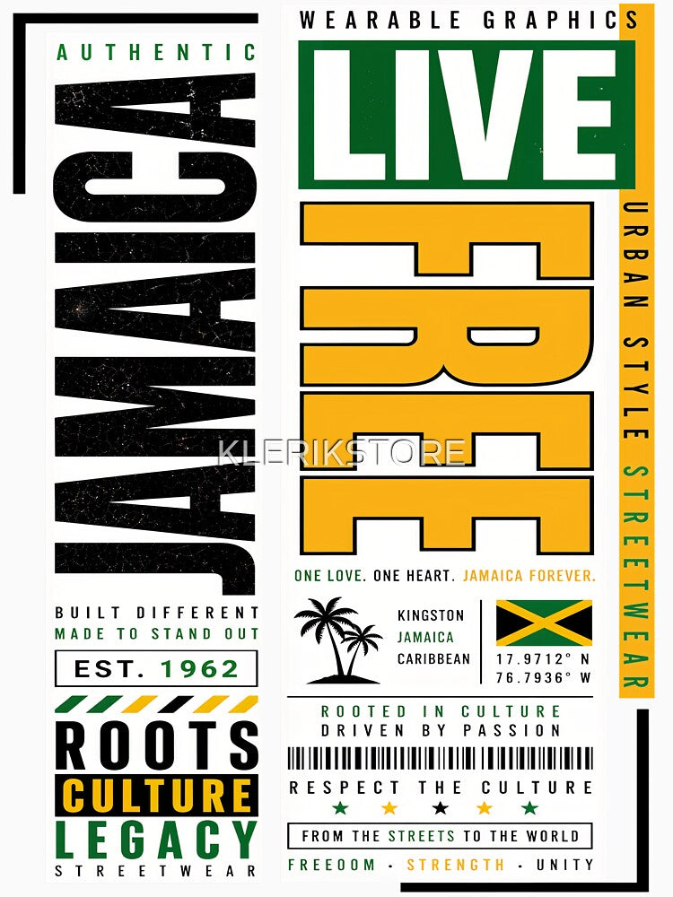 Jamaica Live Free Urban Style Streetwear by KLERIKSTORE
