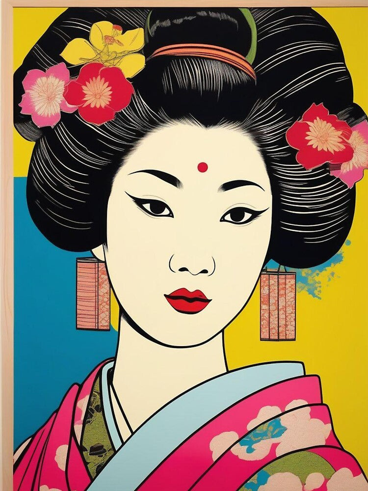 Geisha Pop Art Portrait | Ukiyo e Style Japanese Art by Vandy Fullam
