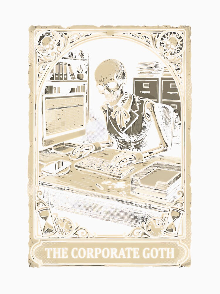 Corporate Goth Tarot Card Skeleton Funny Office Worker by ElaineZPink