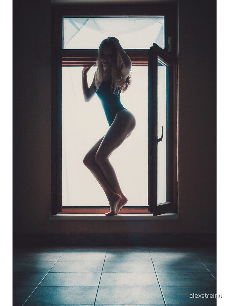 Sexy woman body. Window posing. Bodysuite by alexstreinu
