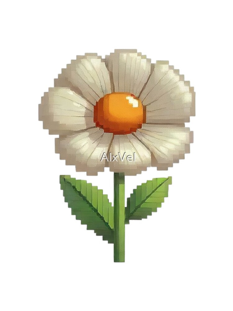 Pixel Art Daisy Flower – Retro 8‑Bit Bloom Minimal Graphic Design by AlxVel