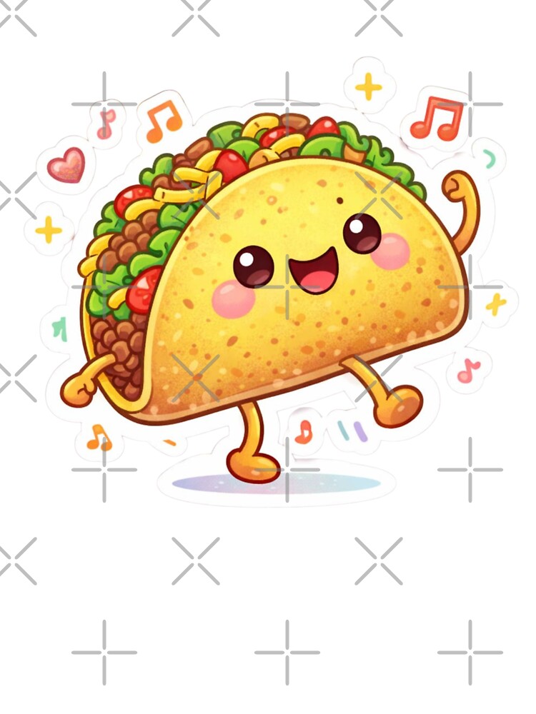Cute Dancing Taco Sticker – Kawaii Food Cartoon Design by Dasts Cart