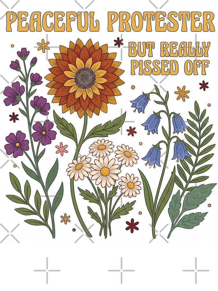 Retro Peaceful Protester But Really Pissed Off Vintage Floral by rediscoveredapp