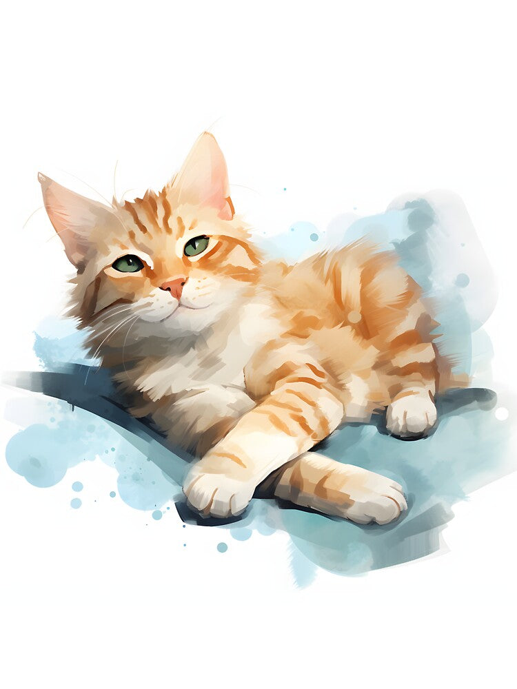 Watercolour Lazy Cat by AI-Ascendance