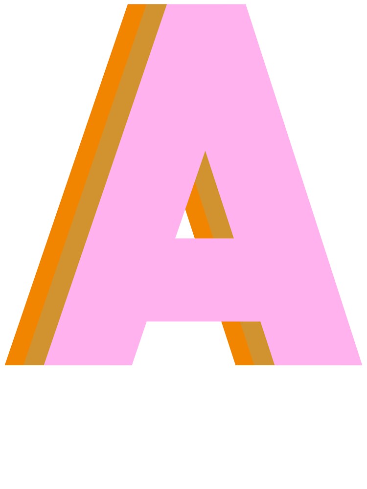 Oversized Retro Monogram A Letter in Pink Blue and Orange by JuneJournal