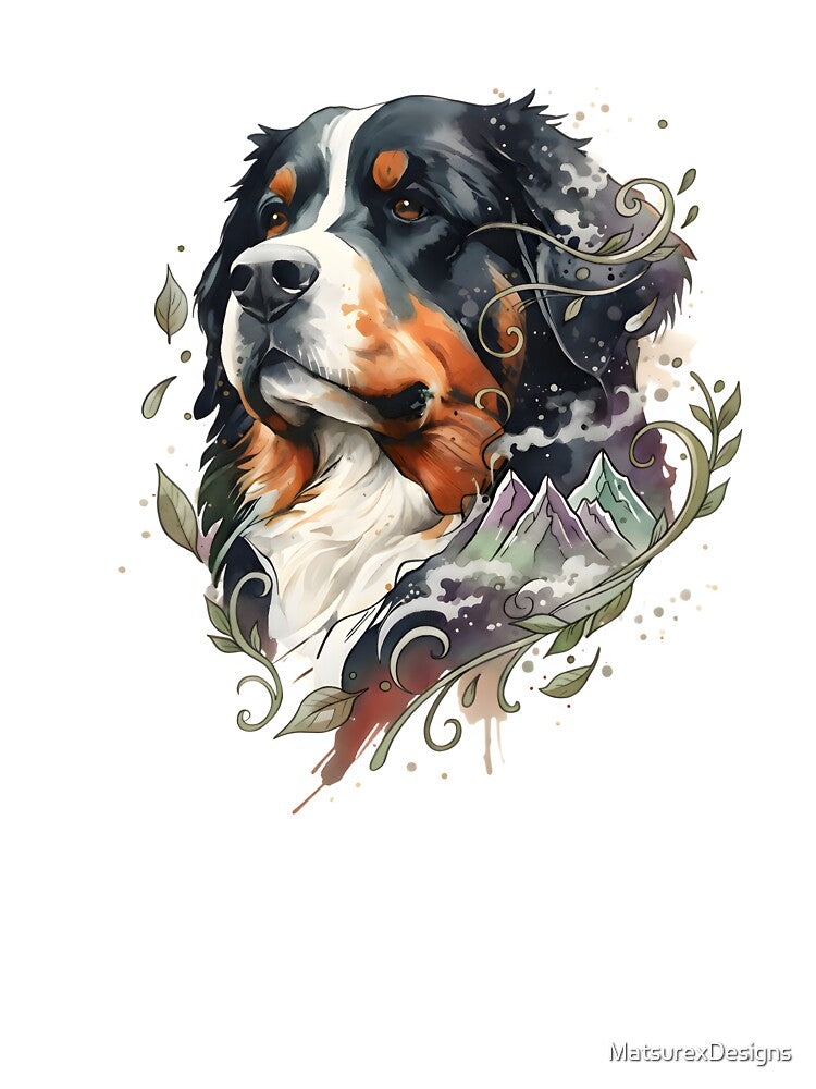 Bernese Mountain Dog | Colorful Watercolor Design #20 by MatsurexDesigns