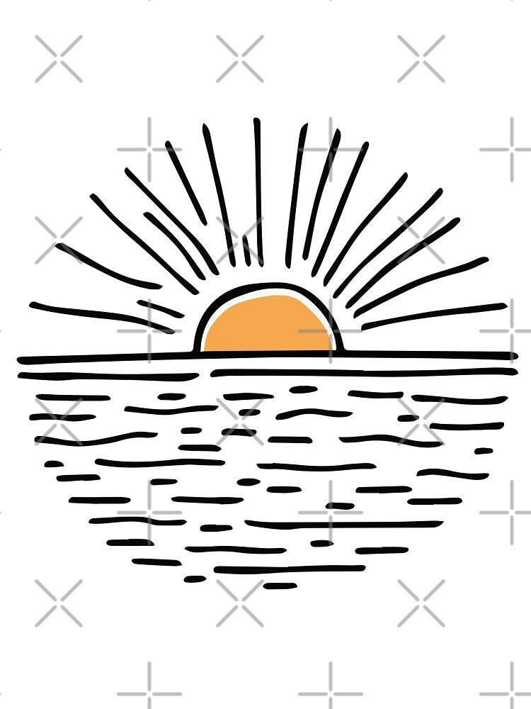 Simple drawing of a sunset over a calm ocean by rasagamastore