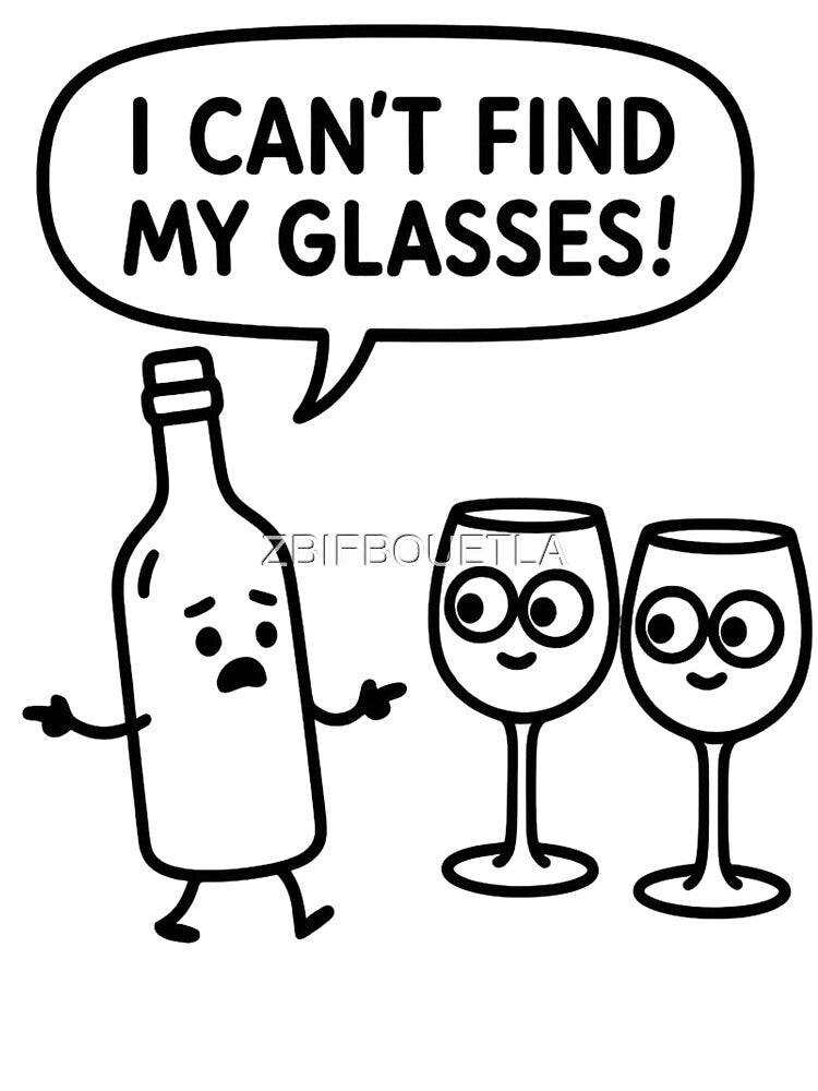 Cartoon Wine Bottle with Wine Glasses by ZBIFBOUETLA