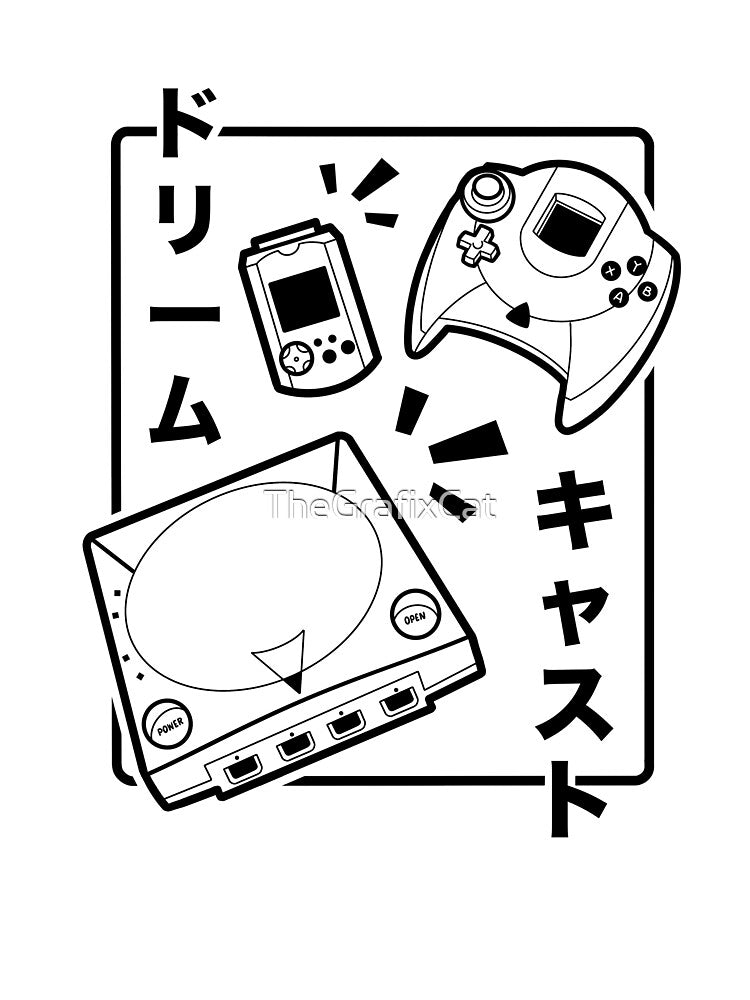 Dreamcast Console | Japanese | Retro Aesthetic | Monoline Design by TheGrafixCat
