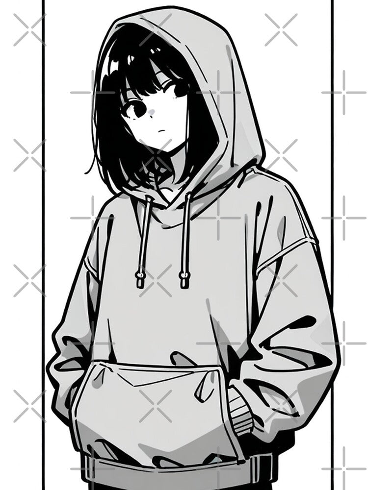 Fashion - Man in Grey Hoodie Hood Up Streetwear Anime by AnimeShin