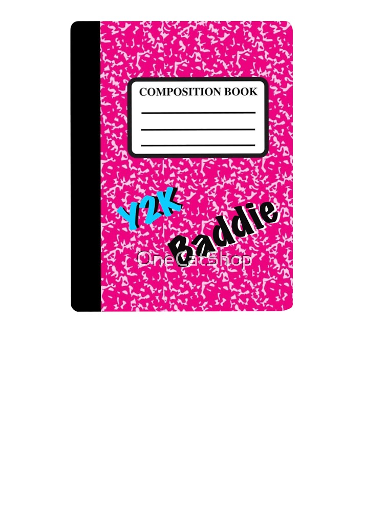 Y2K Baddie Blue and Pink Composition Book Sticker Year 2000 Baddie Sticker by OneCatShop