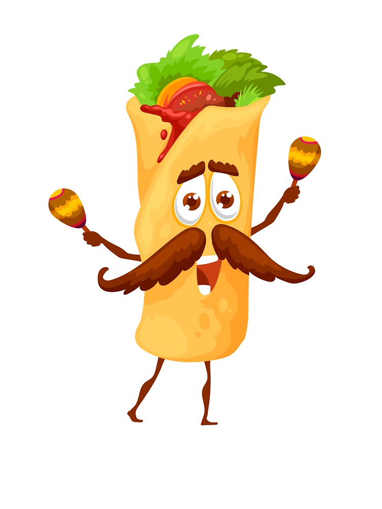 Funny Taco Character With Mustache by RanoStore