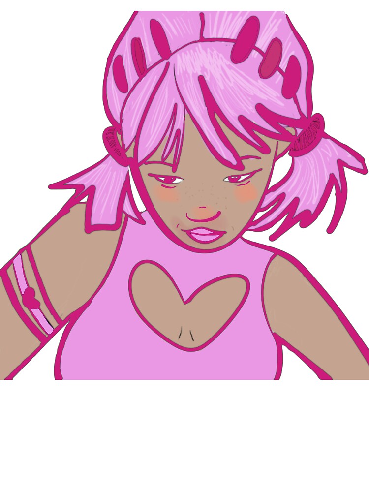Y2K Girl Online - Pink hair Y2K Girl Cartoon Character Art by SweetLittleSins