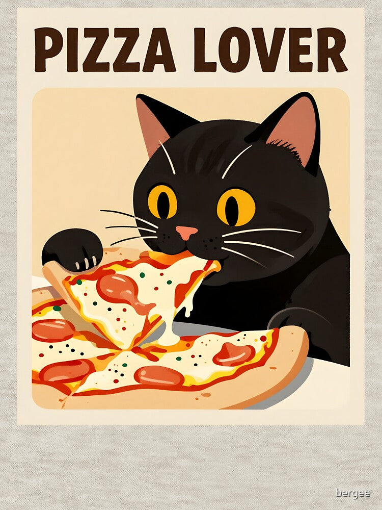 black cat enjoying pizza by bergee