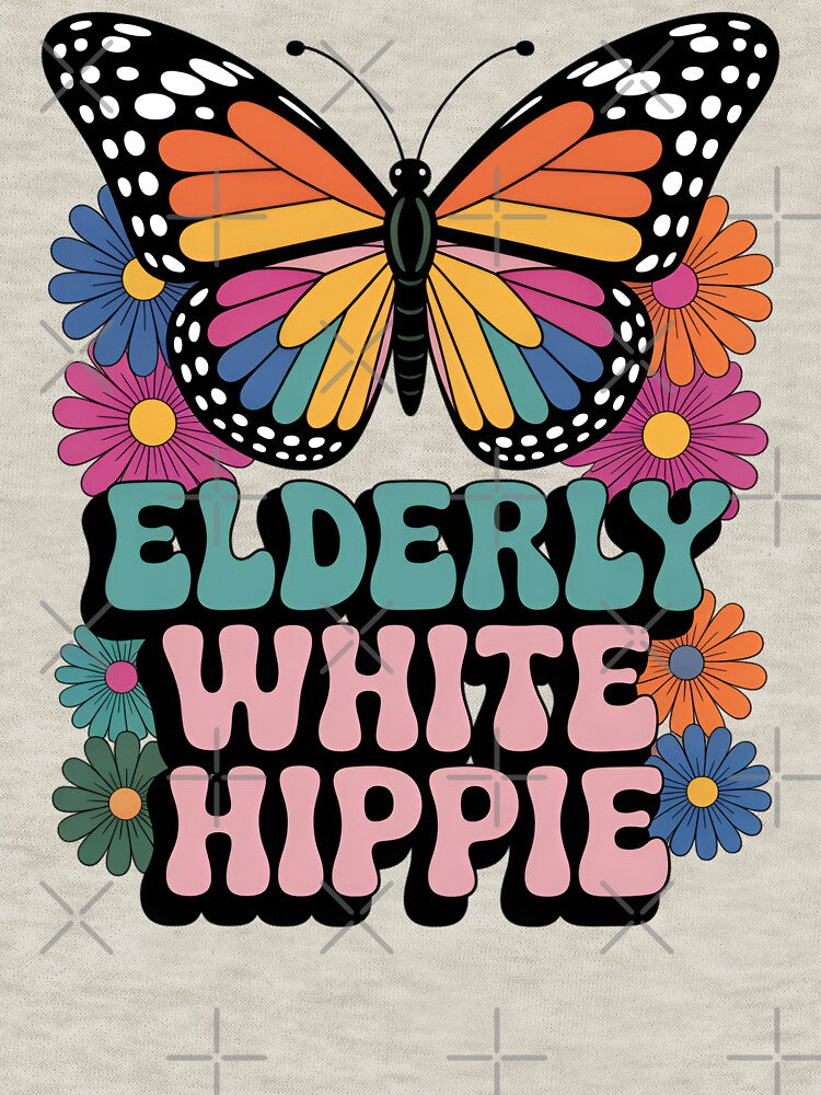Elderly Hippie Butterfly Retro Groovy Flower Power Design by FreshVibe Prints