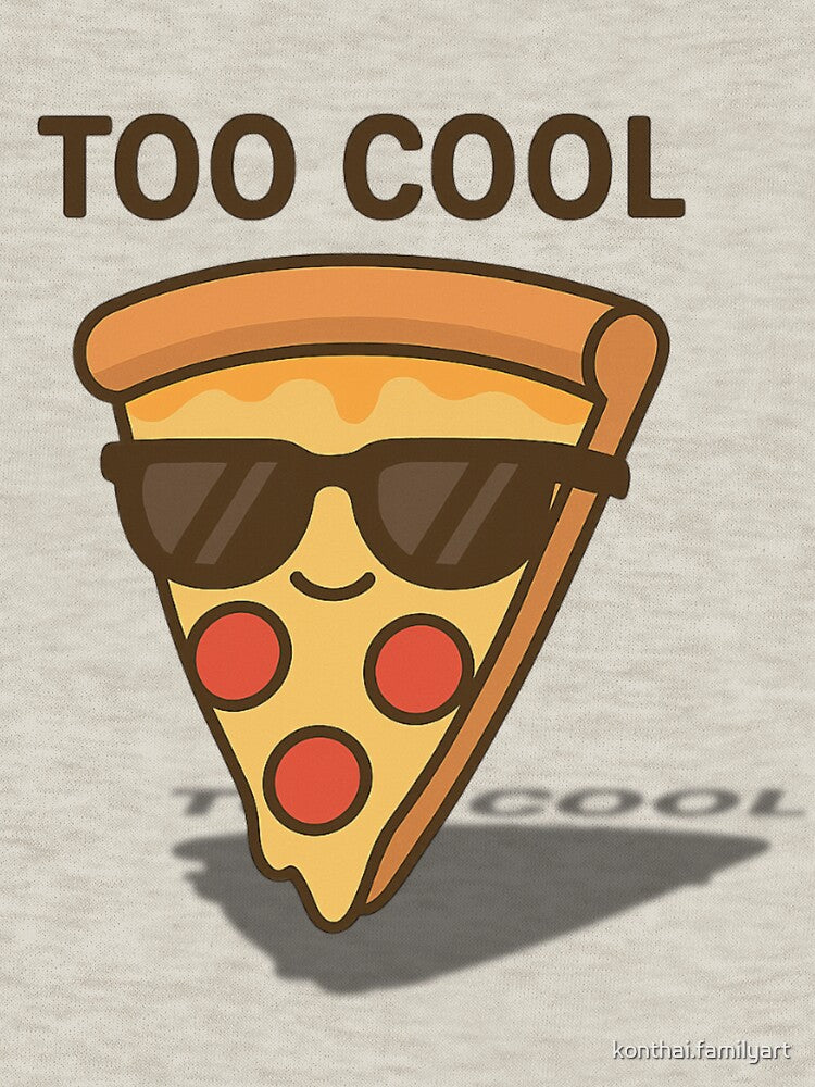 Too Cool – Funny Cool Pizza Slice Wearing Sunglasses Cartoon Illustration by konthai.familyart