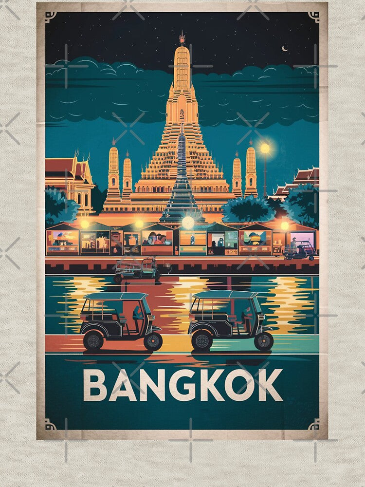 Bangkok Vintage Travel Poster by TravelerRat