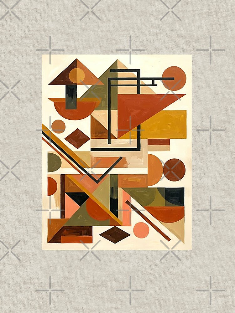 Geometric Shapes in Earth Tones – Retro Modern Art - Mid-Century Modern Abstract Painting Shapes by CattlettArt