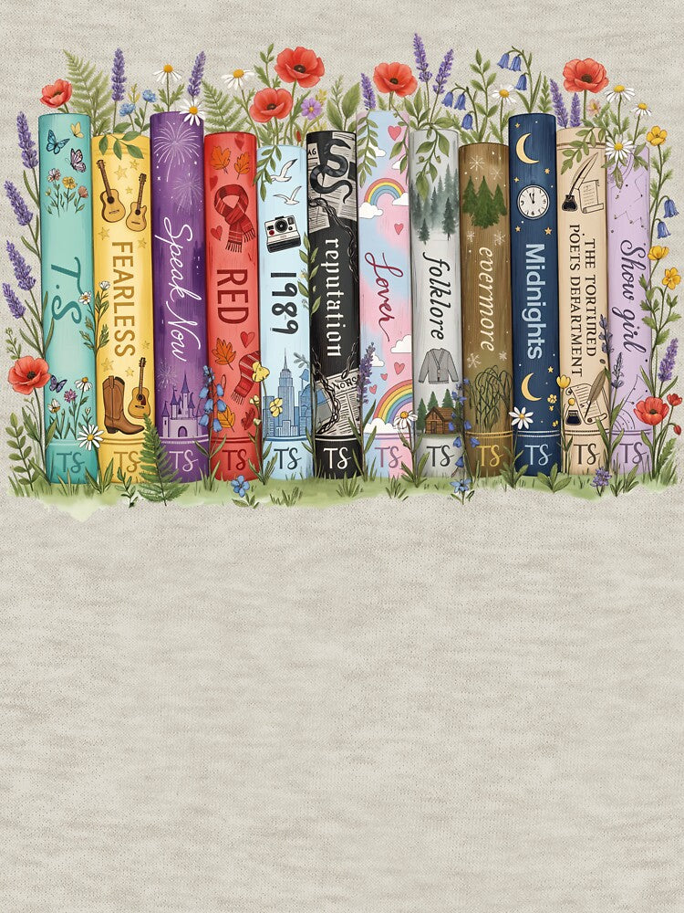 Vintage Albums as Books Floral Aesthetic Swiftie Eras Inspired Fan Art Classic T-Shirt by FishandFolie
