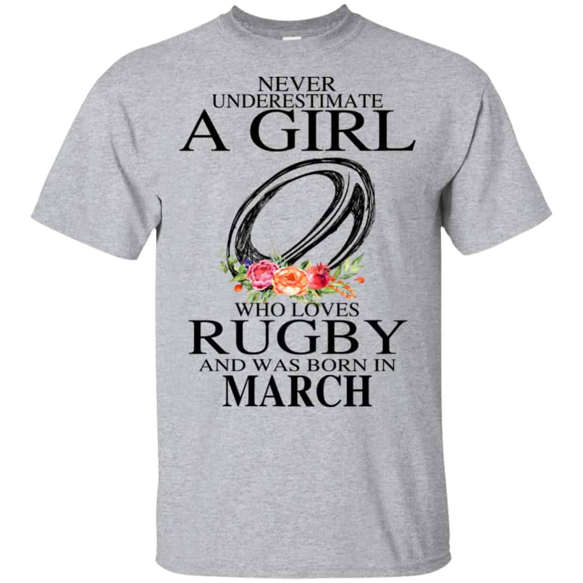 A Girl Who Loves Rugby And Was Born In March T-Shirts, Hoodie, Tank