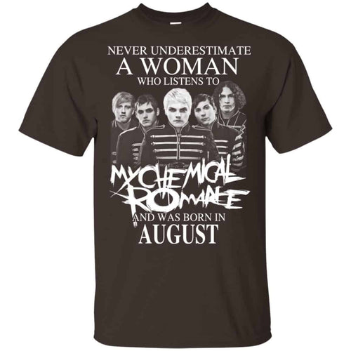 A Woman Who Listens To My Chemical Romance And Was Born In August T-Shirts, Hoodie, Tank