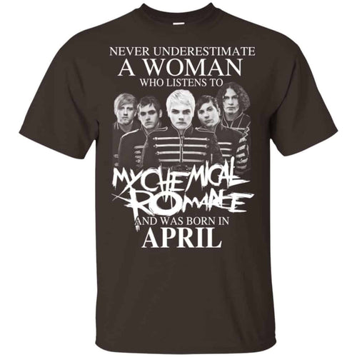 A Woman Who Listens To My Chemical Romance And Was Born In April T-Shirts, Hoodie, Tank