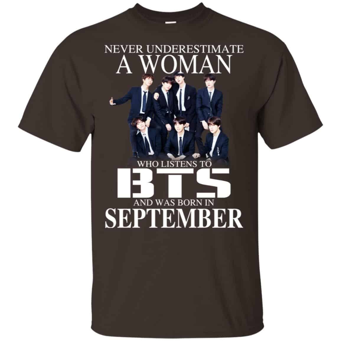A Woman Who Listens To BTS And Was Born In September T-Shirts, Hoodie, Tank