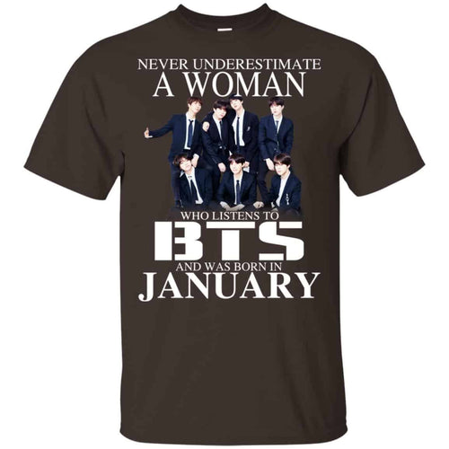 A Woman Who Listens To BTS And Was Born In January T-Shirts, Hoodie, Tank