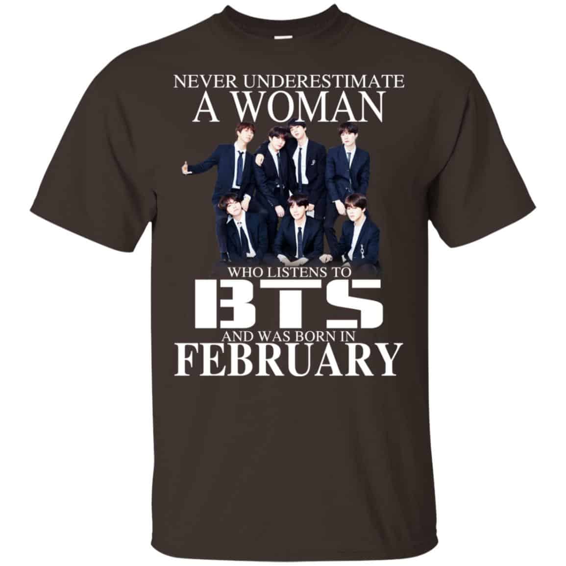 A Woman Who Listens To BTS And Was Born In February T-Shirts, Hoodie, Tank