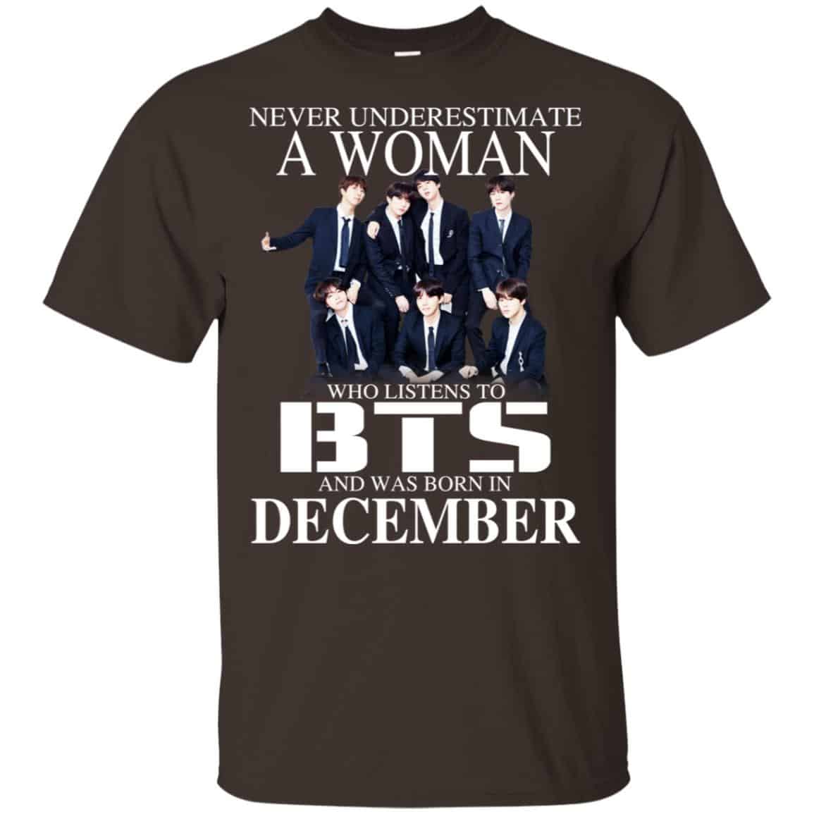 A Woman Who Listens To BTS And Was Born In December T-Shirts, Hoodie, Tank