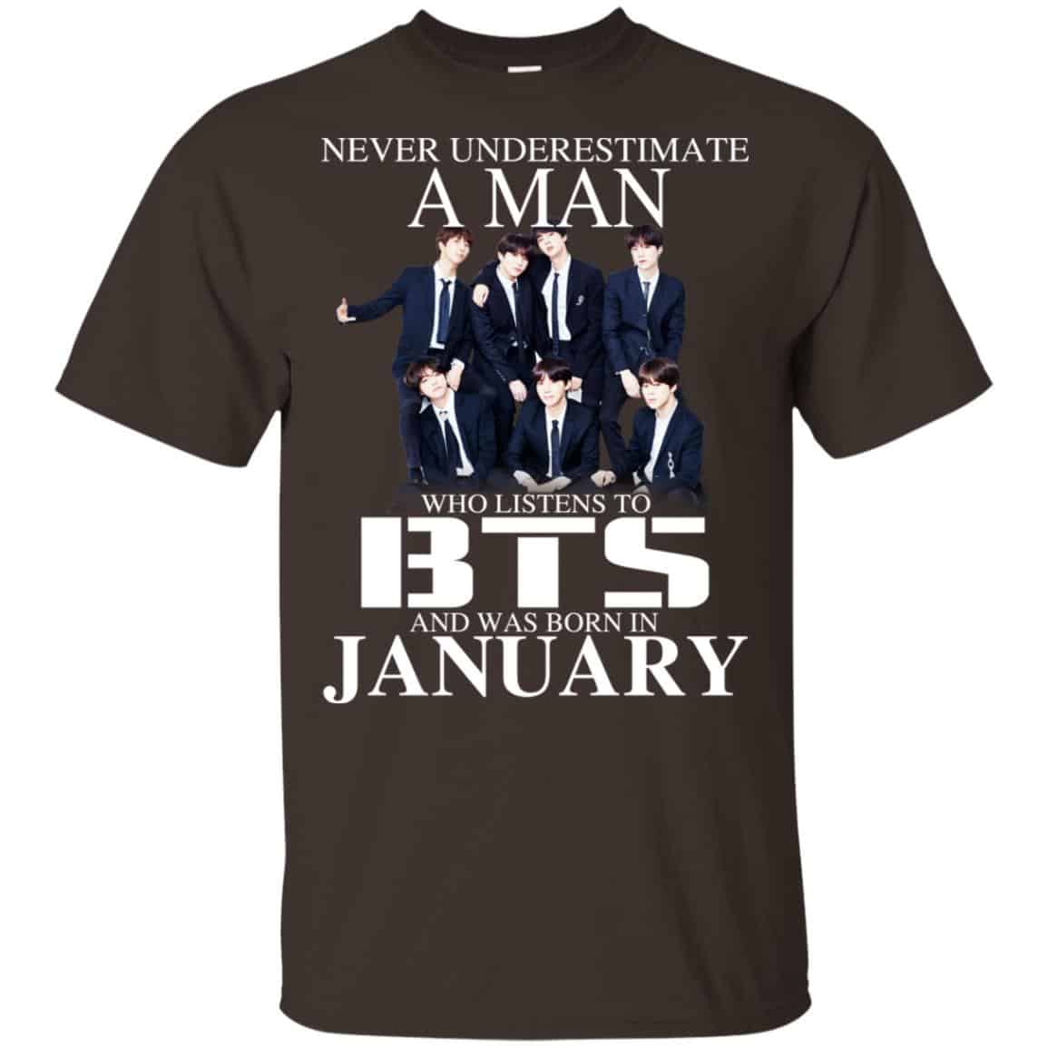 A Man Who Listens To BTS And Was Born In January T-Shirts, Hoodie, Tank