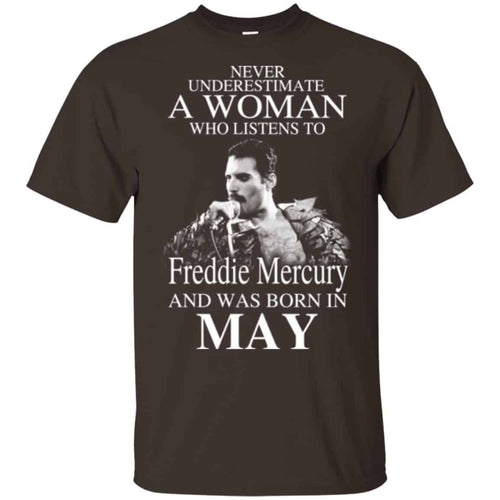 A Woman Who Listens To Freddie Mercury And Was Born In May T-Shirts, Hoodie, Tank