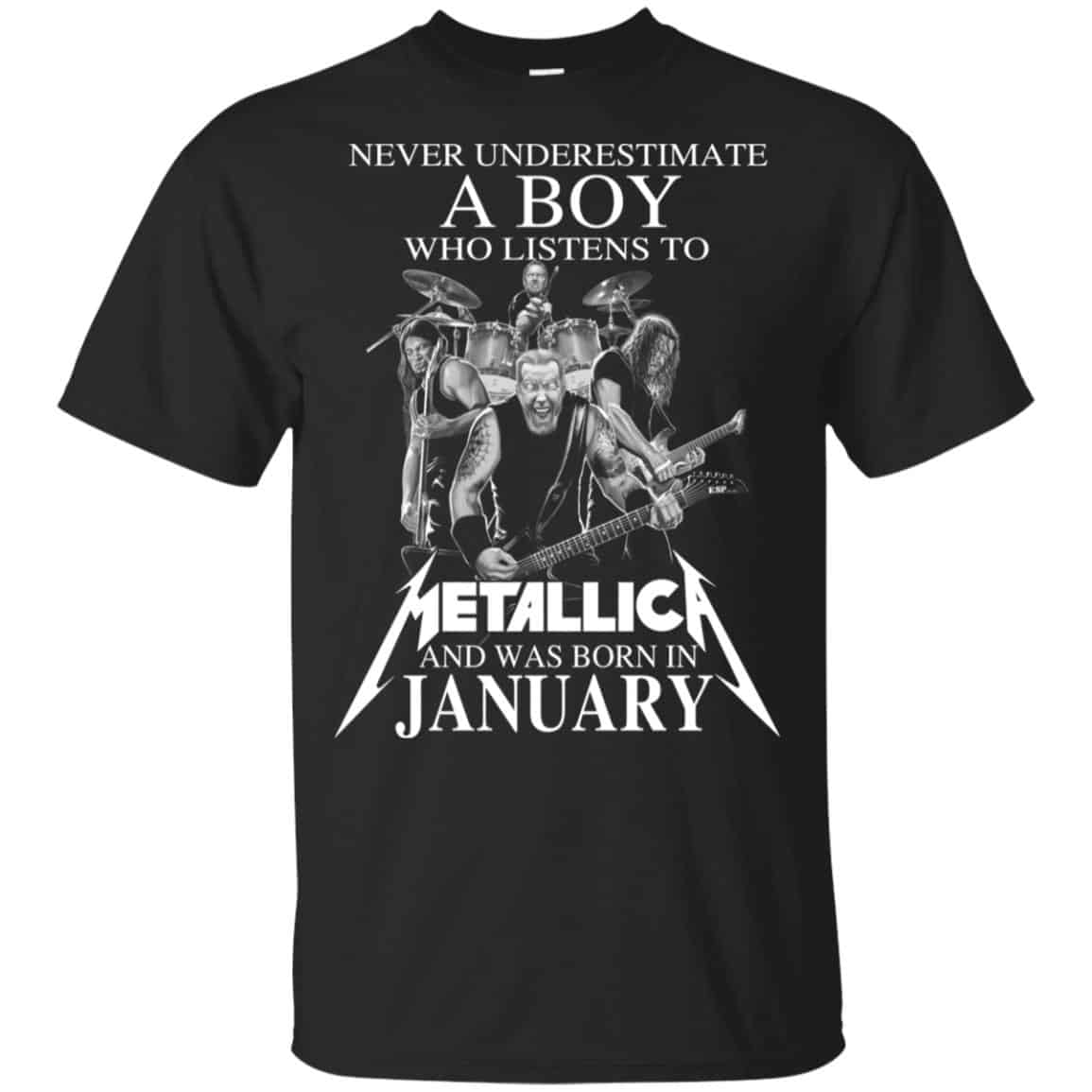 A Boy Who Listens To Metallica And Was Born In January T-Shirts, Hoodie, Tank