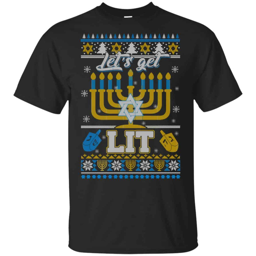 Funny Happy Hanukkah Chanukah Let’s Get Lit Ugly Sweater. Hoodie