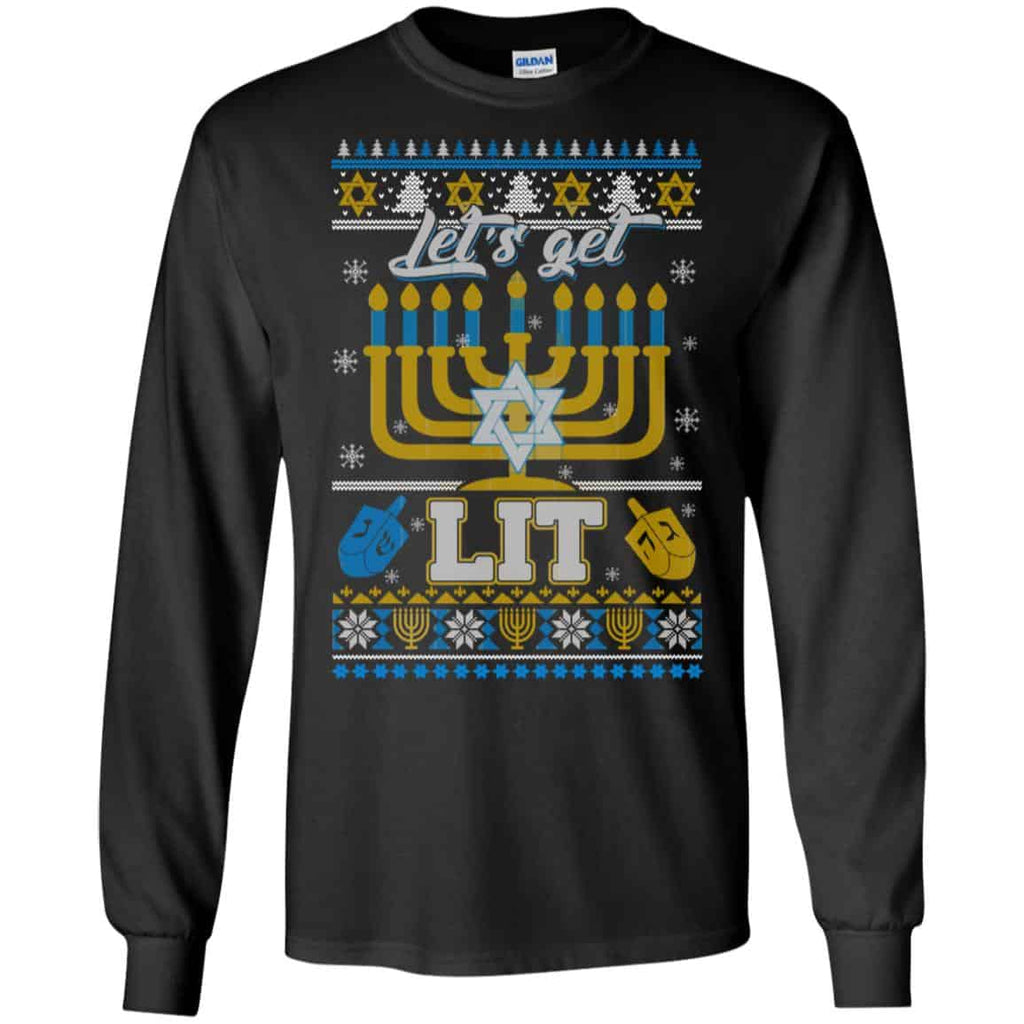 Funny Happy Hanukkah Chanukah Let’s Get Lit Ugly Sweater. Hoodie