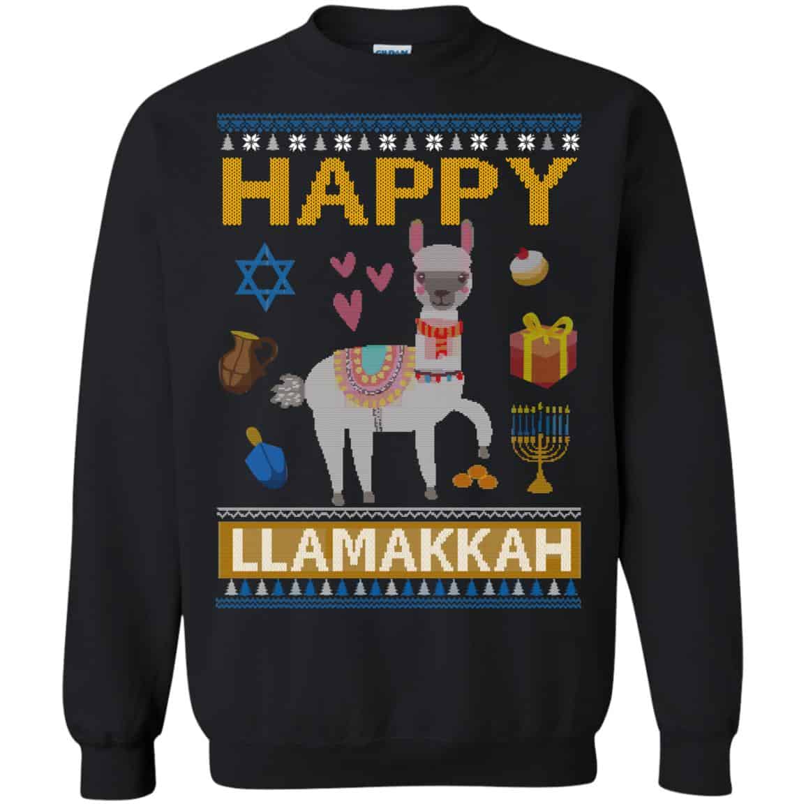 Happy Llama Llamakkah Hanukkah Ugly Sweater, Hoodie
