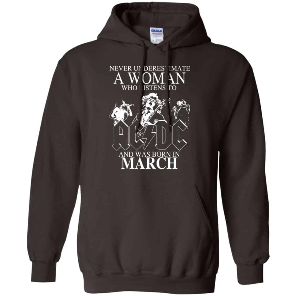 A Woman Who Listens To AC DC And Was Born In March T-Shirts, Hoodie, Tank