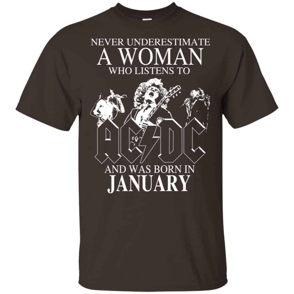A Woman Who Listens To AC DC And Was Born In January T-Shirts, Hoodie, Tank