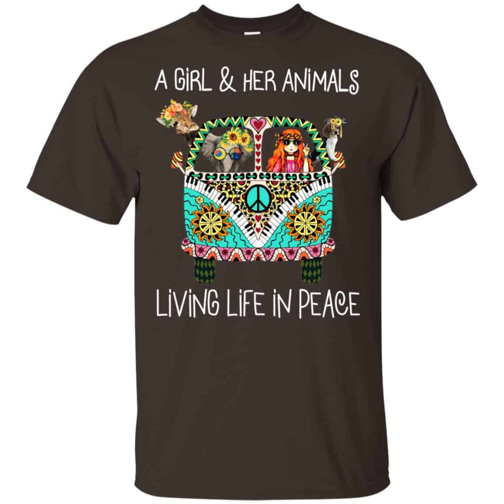 A Girl And Her Animals Living Life In Peace T-Shirts, Hoodie, Tank