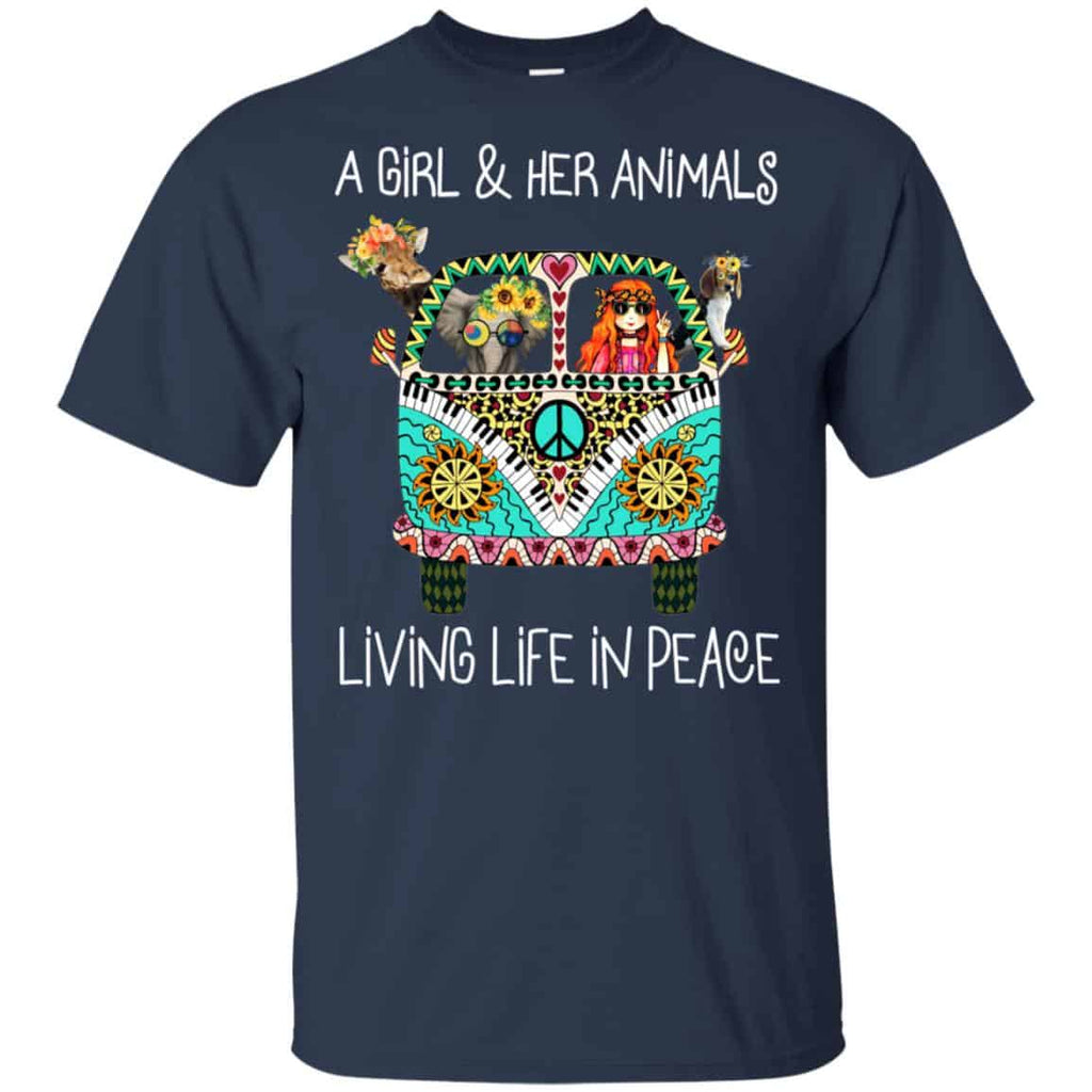 A Girl And Her Animals Living Life In Peace T-Shirts, Hoodie, Tank