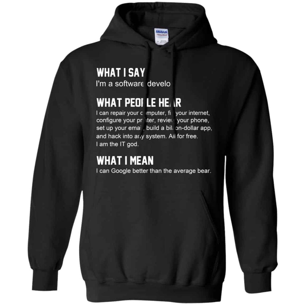 What I Say I’m A Software Developer What People Hear What I Mean T-Shirts, Hoodie, Tank