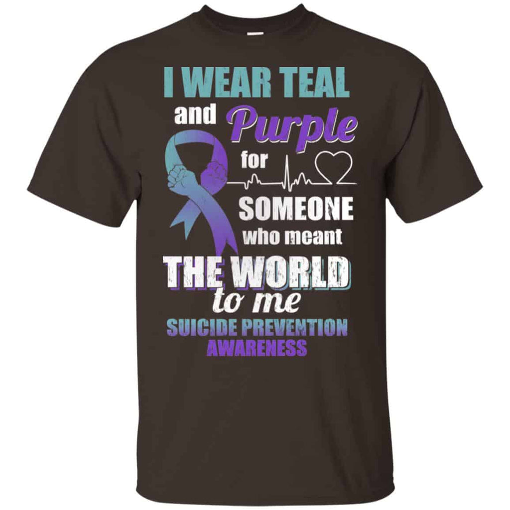 I Wear Teal And Purple For Someone Who Meant The World To Me Suicide Prevention Awareness T-Shirts, Hoodie, Tank